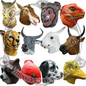 Masques de fête Latex tête d'animal lapin lézard ours hippopotame masque déguisement accessoires de déguisement masque de fête 230313