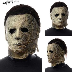 Masques de fête Lofytain 2022 Halloween se termine Michael Myers Masque d'horreur Cosplay Sanglant Creepy Demon Killer Latex Casque Party Carnaval Props T231012