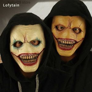 Lofytain Horreur Creepy Devil Joker Crâne Masques Cosplay Halloween Clown Démon Latex Casque Carnaval Halloween Party Costume Props T231012