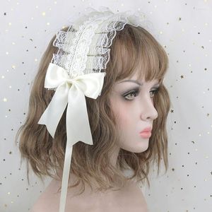 Máscaras de fiesta Lovely Sweet Hair Hoop Anime Maid Cosplay Diadema Lolita Lace Flower Headwear Accesorio Hecho a mano para niñas Regalo 2022