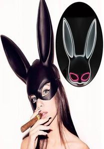 Masques de fête Luminous LED masque cosplay Costumes de lapin accessoires Sexy Bunny Half Face Women Mask for Stage Performance Carnival S1112762