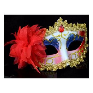 Masques de fête Masque En Gros 30 Grammes De Peint Petite Princesse Côté La Fleur Maquillage Danse Performance Drop Dhdv2