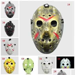 Masques de fête Masques de mascarade Masque de Jason Voorhees Vendredi 13 Film d'horreur Hockey Effrayant Costume d'Halloween Cosplay Fête en plastique Fy Otdry