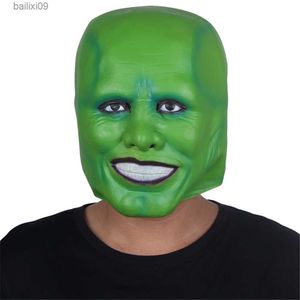 Máscaras de fiesta Película 'La máscara' Máscara de látex verde Jim Carrey Cosplay Disfraces Fiesta Halloween Superhéroe Accesorios T230905