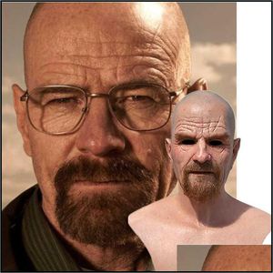 Máscaras de fiesta Nueva película Máscara de látex de celebridades Breaking Bad Profesor Mr. White Disfraz realista Accesorios de cosplay de Halloween X0803 Zlnewhome Dh3J5