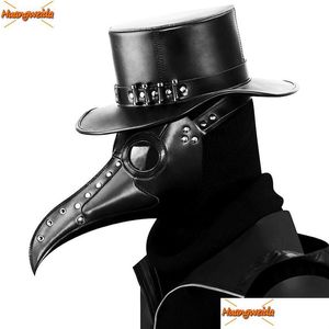 Máscaras de fiesta Doctor de la peste Máscara de la muerte negra Cuero Halloween Steampunk PU Carnaval Cosplay Adt de Peste Espectáculo Grim Reaper Drop D DHH5O