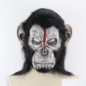 Máscaras de fiesta Planet of the Apes Halloween Cosplay Gorilla Masquerade Mask Monkey King Disfraces Caps Realista Y200103 Drop Delivery199F