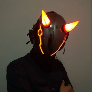 Masques de fête corne de boeuf rouge Cosplay Hellboy II Abel Murloc masque casque LED masques de lumière Halloween accessoires de vacances 230905