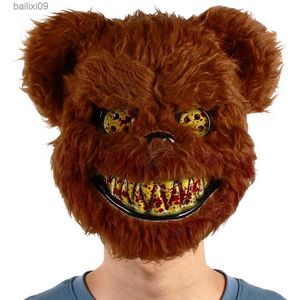 Masques de fête Effrayant Furry Teddy Bear Killer Masque Halloween Horreur Maquillage Party Dress Up Mischief Escape Room Cosplay Props T230905