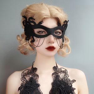 Máscaras de fiesta Serpiente Demonio Medusa COS Mascarada Bruja Juego de rol Carnaval de Halloween Máscara de encaje para adultos 230313