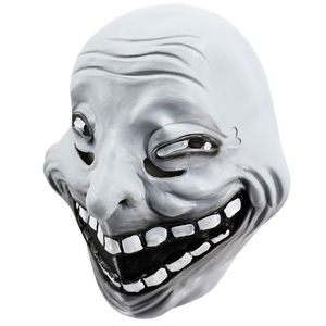 Máscaras de fiesta Troll Face Meme Máscara de dibujos animados Cabeza completa Máscara de látex Comic Sonrisa Carnaval Disfraz Fiesta Vestido de lujo Gris 220826