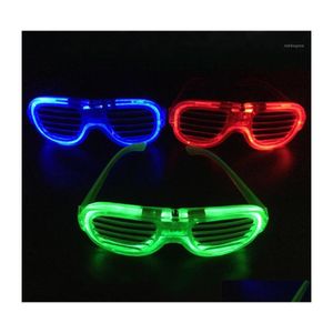 Masques De Fête Masque De Mariage Lunettes Divertissement Astuces Drôles Jouet Led Obturateur Clignotant Glowing Verre Aveugle Avec Batterie 1371 Drop Deli Dhgou