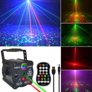 Etapa de fiesta Iluminación láser Carga USB Luz estroboscópica DJ Disco Luz Activada por sonido Control remoto Proyector Lámpara para el hogar Cumpleaños Bar Rave Boda Navidad