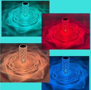 Artículos de fiesta 16 colores Lámpara de mesa de cristal Dormitorio Lámpara de rosa Puertas de diamante Línea Red Atmósfera roja Mesita de noche Romántica Pétalo Gota de agua Luz nocturna