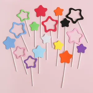 Fourniture de fête 16pcs Chroma Star Cake Topper Hollow Pink Wedding Decorating Personaline garçons filles bébé bébé Cupcakes Toppers