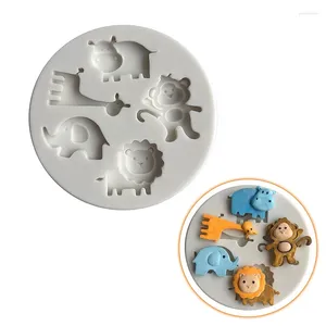 Fournitures de fête 1pc lion Hippo Girafe Elephant Shape Silicone Moule Animal Fondant Décor de gâteau au chocolat Cuisine Biscuit Moule de cuisson