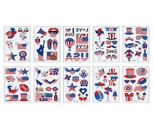 Fournions de fête American Flag Tattoos Independence Day Face Arm Maquillage Stickers Body Art United States Convient8767550