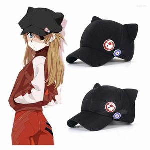 Suministros de fiesta Anime Asuka Langley Soryu Cosplay Oreja de Gato sombrero de lana gorra de béisbol accesorios lindos de moda