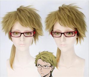 Fournitures de fête Anime Bungo chiens errants Doppo Kunikida Cosplay perruques or clair longue prêle moelleux cheveux bouclés perruque C079