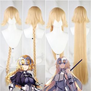 Fournitures de fête Anime Jeanne D'Arc Jeanne D'Arc FGO Règle Blonde Tresses Long Destin Apocrypha Cosplay Perruque Cheveux Synthétiques Grand Ordre Jeu de Rôle