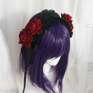 Suministros para fiestas Anime My Dress-Up Darling Marin Kitagawa Cosplay Gothic Rose Black Diadema Lolita Props Halloween Accesorios para el cabello B2136