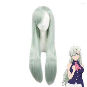 Suministros para fiestas Anime The Seven Deadly Sins Cosplay pelucas Elizabeth Liones peluca larga verde recta mujeres gorro de pelo sintético