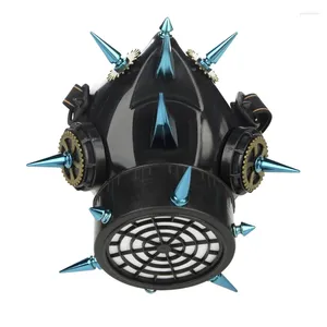 Suministros de fiesta Spikes Blue Respirator Mask Ste Steampunk Masks Rivet Masks Accesorio de disfraces de Halloween