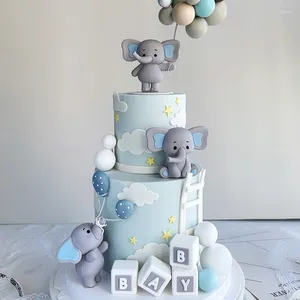 Fournitures de fête, décoration de gâteau en forme d'éléphant mignon, blocs pour bébé, décoration de Cupcake, premier anniversaire d'enfant, douche, révélation du sexe, baptême