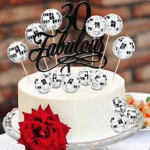 Supplies de fête Disco Ball Cupcake Cake Toppers 24pcs 70's Theme Decorations for Birthday Last Bachelorette Suppies