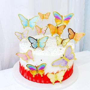 Fournitures de fête bricolage estampage or rose papillon décoration de gâteau joyeux anniversaire décoration mariage décor douche Dessert cuisson