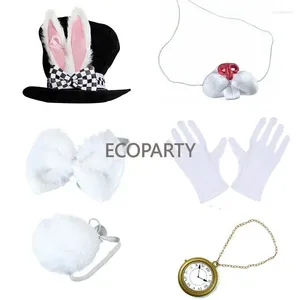 Chapeau d'oreille de lapin Cosplay de pâques, fournitures de fête, gants blancs, queue, nœud papillon, nez, ensemble de spectacle de montre murale nostalgique