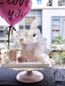Party Supplies Fairy Lamp Butterfly Happy Birthday Cake Topper Décoration de mariage Ornement Ballet Dance Princesse Purple Hair Baking