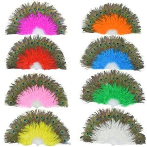 Fournitures de fête Fluffy Feather Hand Fan Stage Performances Craft Fans Elegant Folding Feathers Fan SN5106