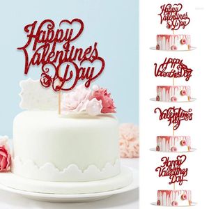 Supplies de fête Glitter Cake Red Topper Heart Happy Valentine's Day Decor Cupcake Dessert Wedding Decorations