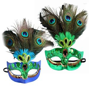 Fournitures de fête Halloween masque vénitien mascarade carnaval bal masqué Costume de déguisement plumes de paon de haute qualité pour Mardi anonyme