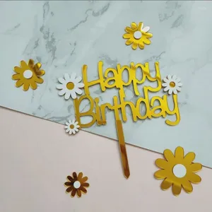 Supplies de fête Joyeux anniversaire Cake Toppers Caked Cake Daisy Daisy Flower Decorations Kids Baby Shower Baking