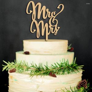 Suministros para fiestas JX-LCLYL Mr And Mrs Cake Topper boda corte láser letras de madera decoración