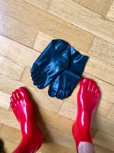 Chaussettes en Latex, fournitures de fête, collants, Lingerie érotique unisexe, Costumes en caoutchouc, accessoire fétiche, chaussettes à orteils courts 3D