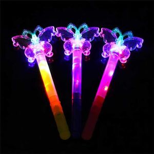 Suministros de fiesta LED Varita mágica Niños Juguete luminoso Estrella colorida Luna Mariposa Brillante Venta al por mayor Princesa de nieve Romance Corona Flash Stick 2023