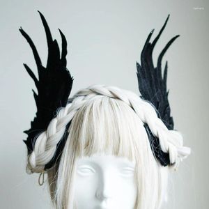 Party Supplies Lolita Anime Cosplay Feather Angel Wing Clips Hair Clips Barrette Hairpin Accessoires Halloween Black White Headswear