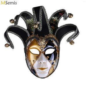 Fournitures de fête Masquerade Masque haut de gamme Venetian antique peinte à la main 7 Clown avec des masques faciaux Bell Yin Yang