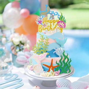 Décorations de gâteau aux algues sirène, fournitures de fête, thème sous la mer, décorations de cupcakes à queue scintillante pour anniversaire, réception-cadeau pour bébé