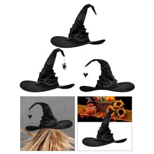 Fournitures de fête Chapeau de sorcière moderne Po Props Caractère noir Sorcière à large bord Femmes pour Halloween Déguisement Mascarade Unisexe Adulte