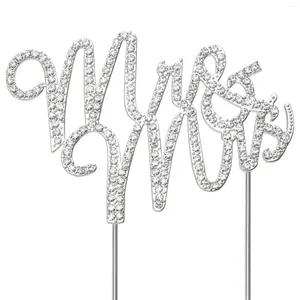 Party Supplies Mr and Mme Wedding Cake Topper Signly Crystal Rhinestone Sign for Premium Silver Metal Anniversary Decoration