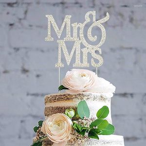 Party Supplies Mr and Mme Wedding Cake Topper - Prime Silver Metal Sparkly ou Anniversary