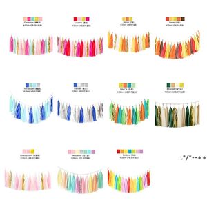 Suministros para fiestas, juegos de guirnaldas con borlas de papel tisú Multicolor DIY, decoración para bodas, cumpleaños, aniversario, manualidades RRB14066