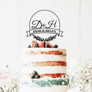 Supplies de fête Personnalisés de fiançailles de mariage Gâteau d'anniversaire avec les initiales Custom en bois pour douche nuptiale