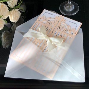 Articles de fête Cartes d'invitations de mariage Gates Of Happiness Unique Hollow Favors Invite Card RH9923