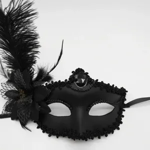 Fête fournit les femmes sexy fleur plume princesse masque dames mascarade noir blanc mi-visage halloween beuty ball accessoires dropship