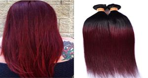 PASSION Ombre cheveux raides tisse 4 paquets rouge foncé 1B 99J bordeaux brésilien vierge cheveux 100 cheveux humains armure Bundles3165137